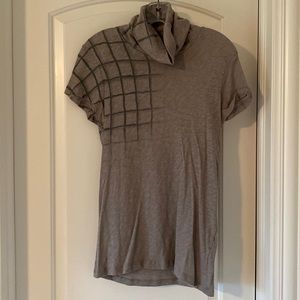 Short sleeve turtleneck by Theory with checker print